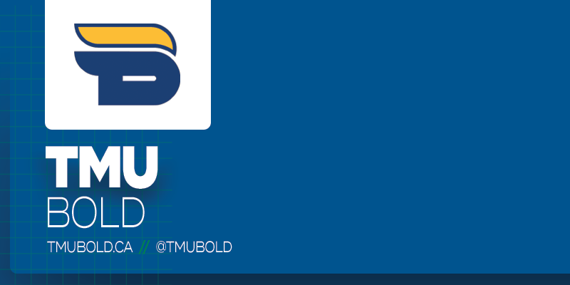 Predominantly blue graphic with TMU Bold logo on small white rectangle and white text below it that reads 'TMU Bold'