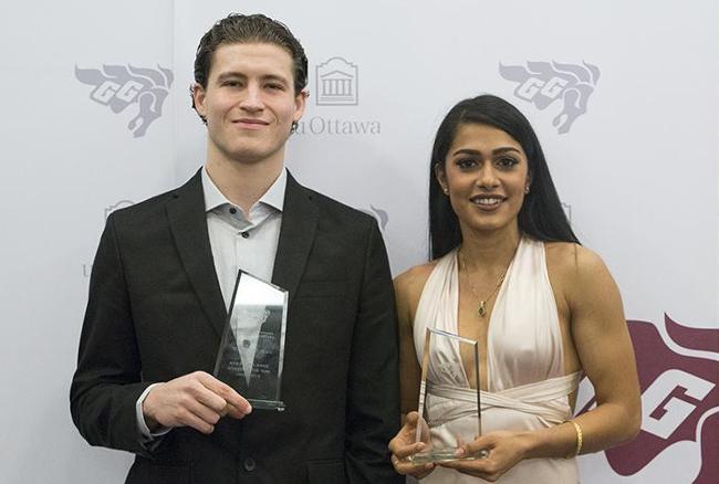 Biswal and L’Africain named Athletes of the Year at Gee-Gees Banquet
